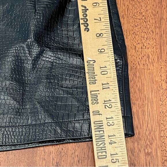 Helmut Lang Croc Embossed Patent Leather Asymmetrical Mini Skirt Black 10 Large - Picture 12 of 14